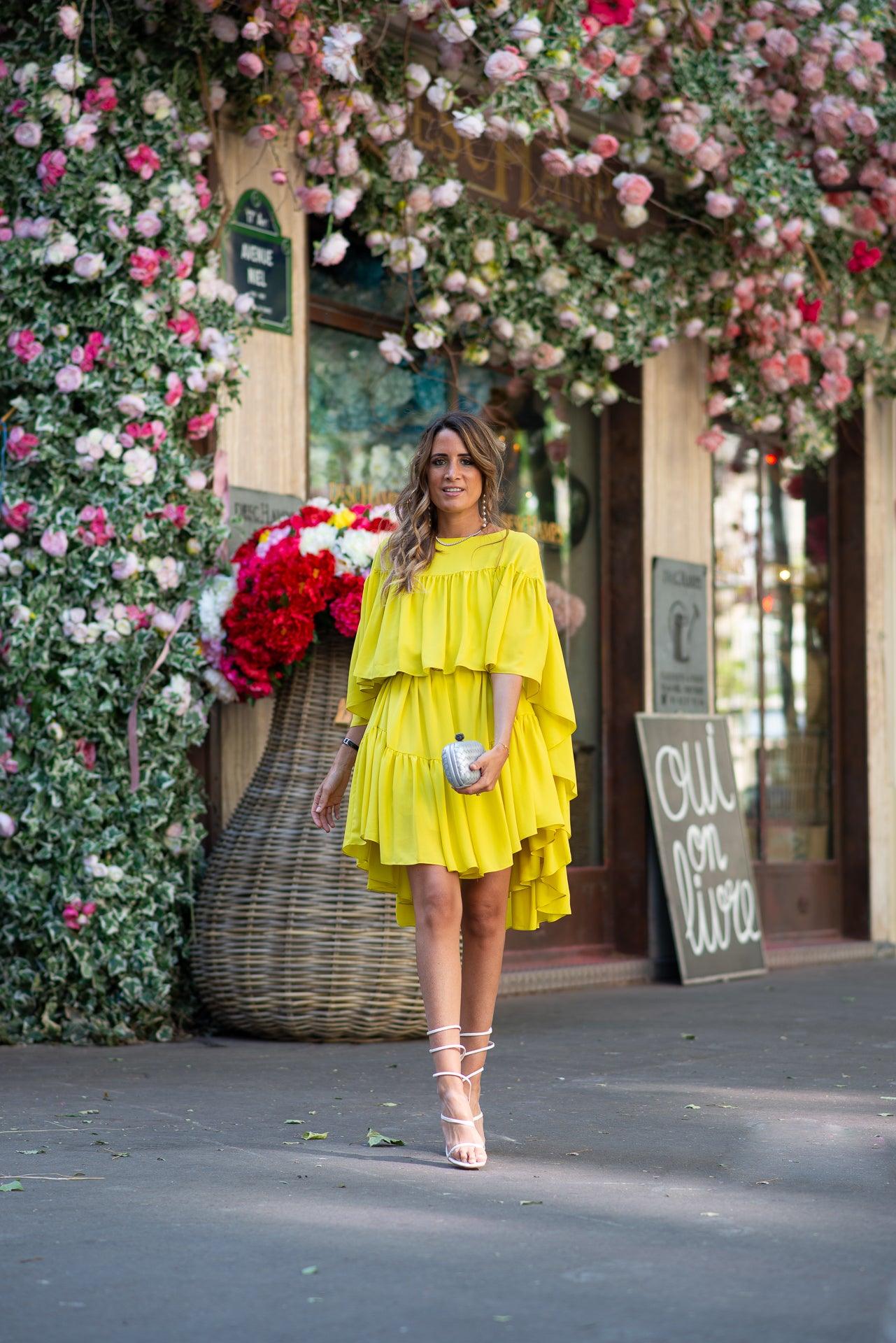 Robe Ceinture Jaune Street Style Robe Pull Jupe Avec Collant