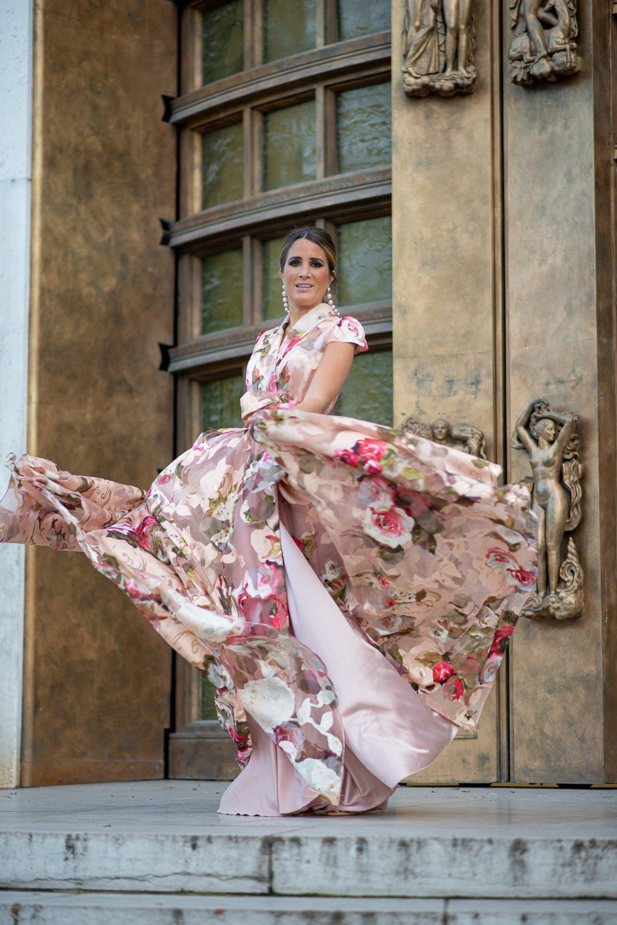 Robe longue du soir Izamal fleuris - Maison Lou