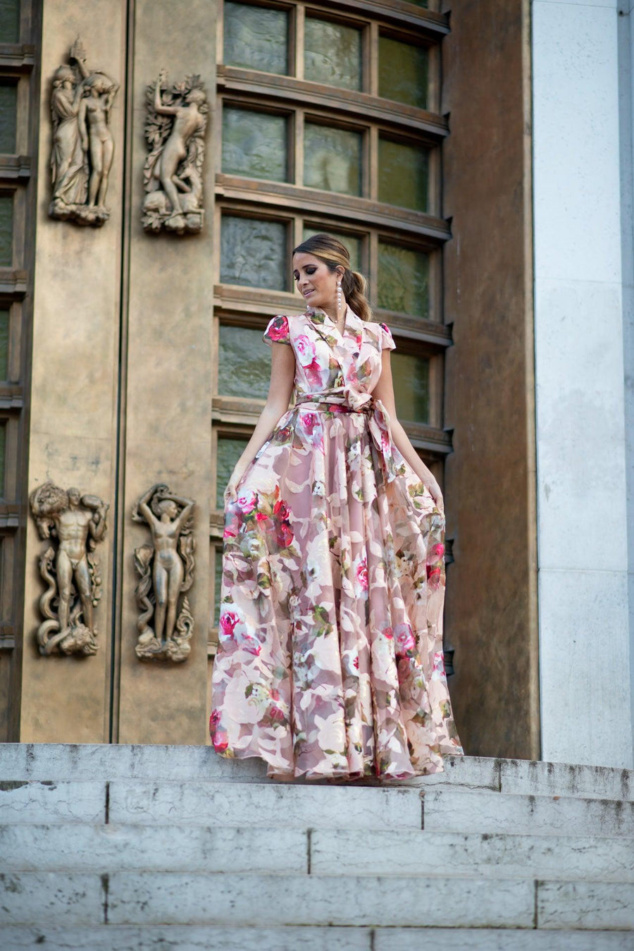 Robe longue du soir Izamal fleuris - Maison Lou