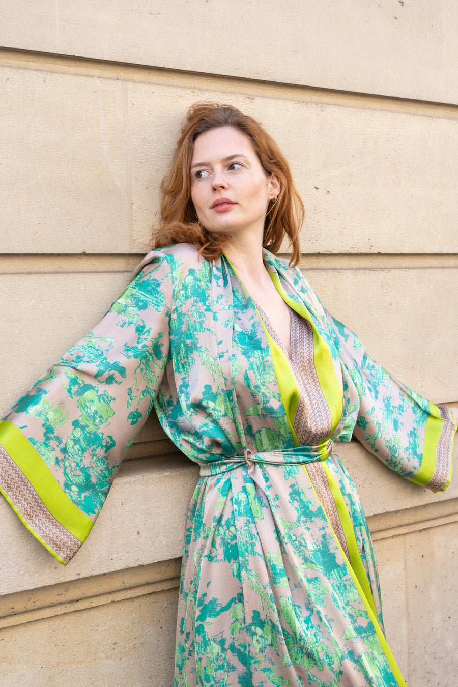 Robe Kimono en soie verte