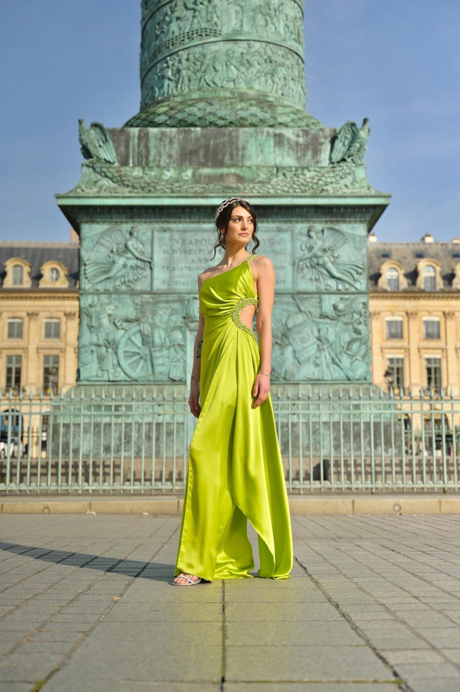 Robe Caroline vert anis - Maison Lou