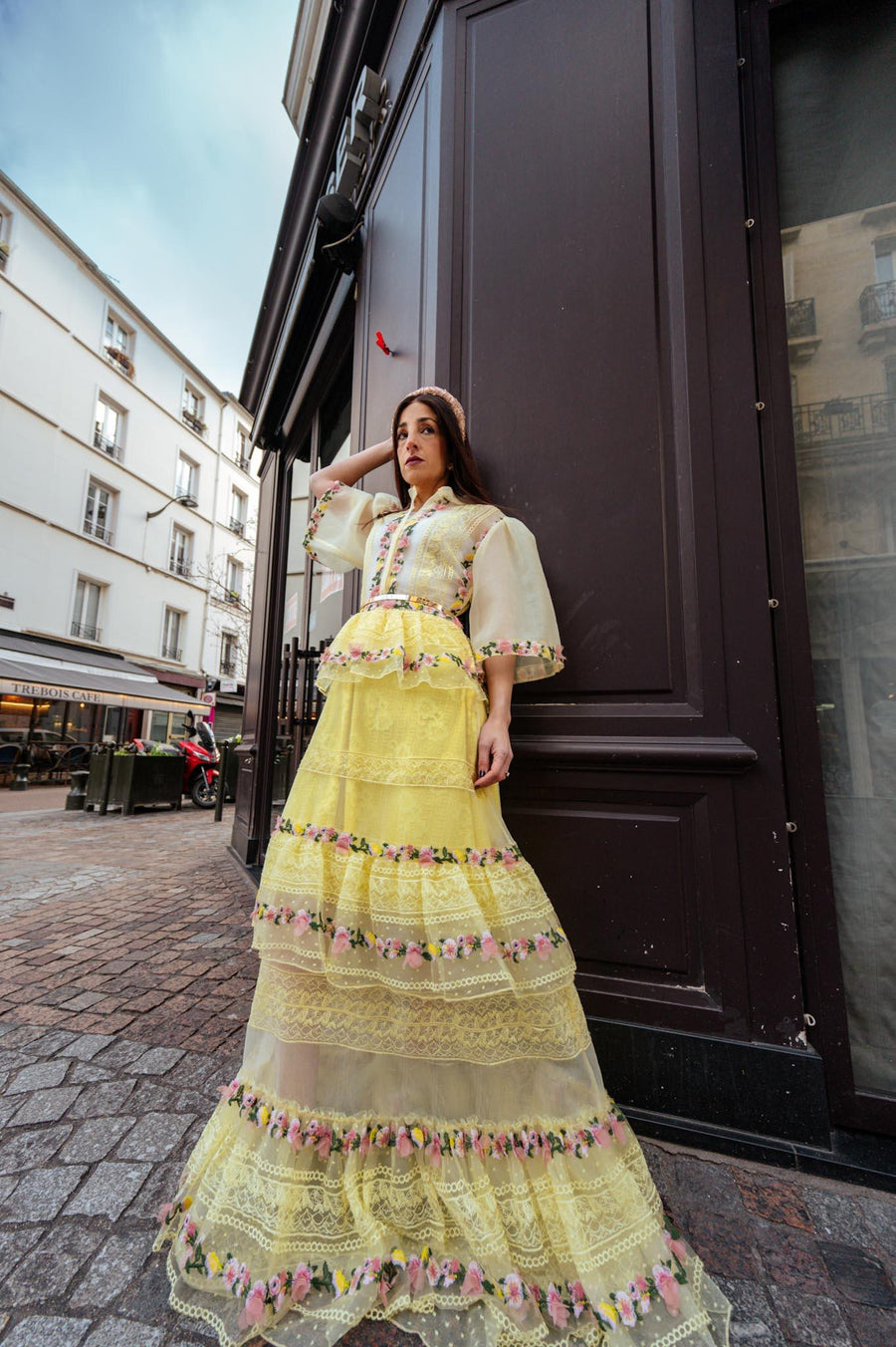 Robe Elisabeth à fleurs jaune - Maison Lou