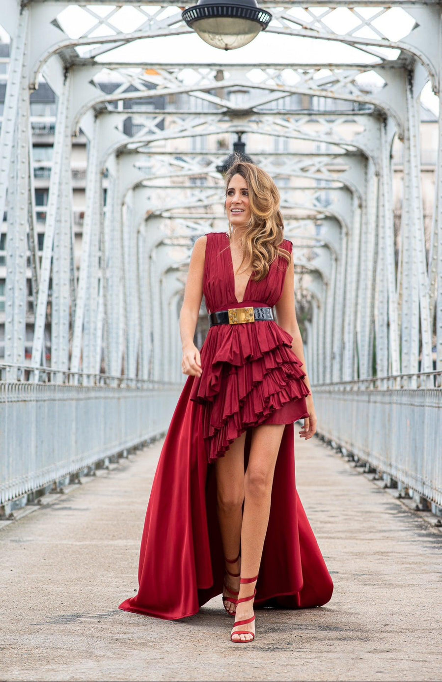 Robe Sabrine bordeaux asymetrique - Maison Lou