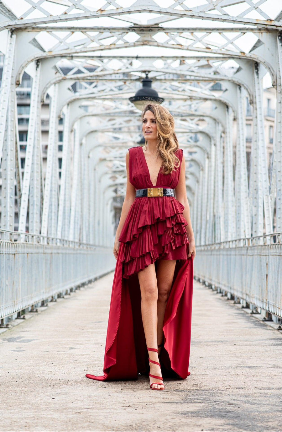 Robe Sabrine bordeaux asymetrique - Maison Lou