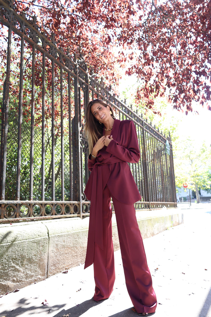 Ensemble smocking bordeaux