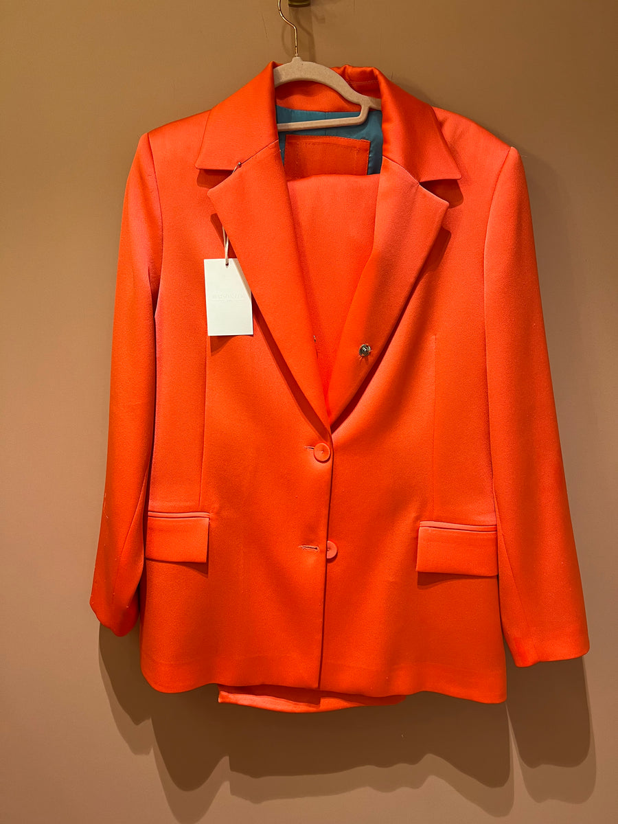 Vente ensemble Dahlia, pantalon et veste orange