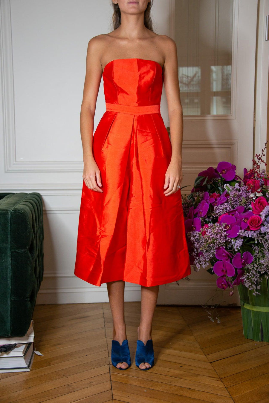 Combinaison jupe culotte bustier orange - Maison Lou