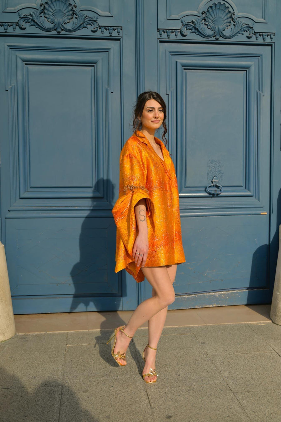 Robe Salomé jacquard orange - Maison Lou