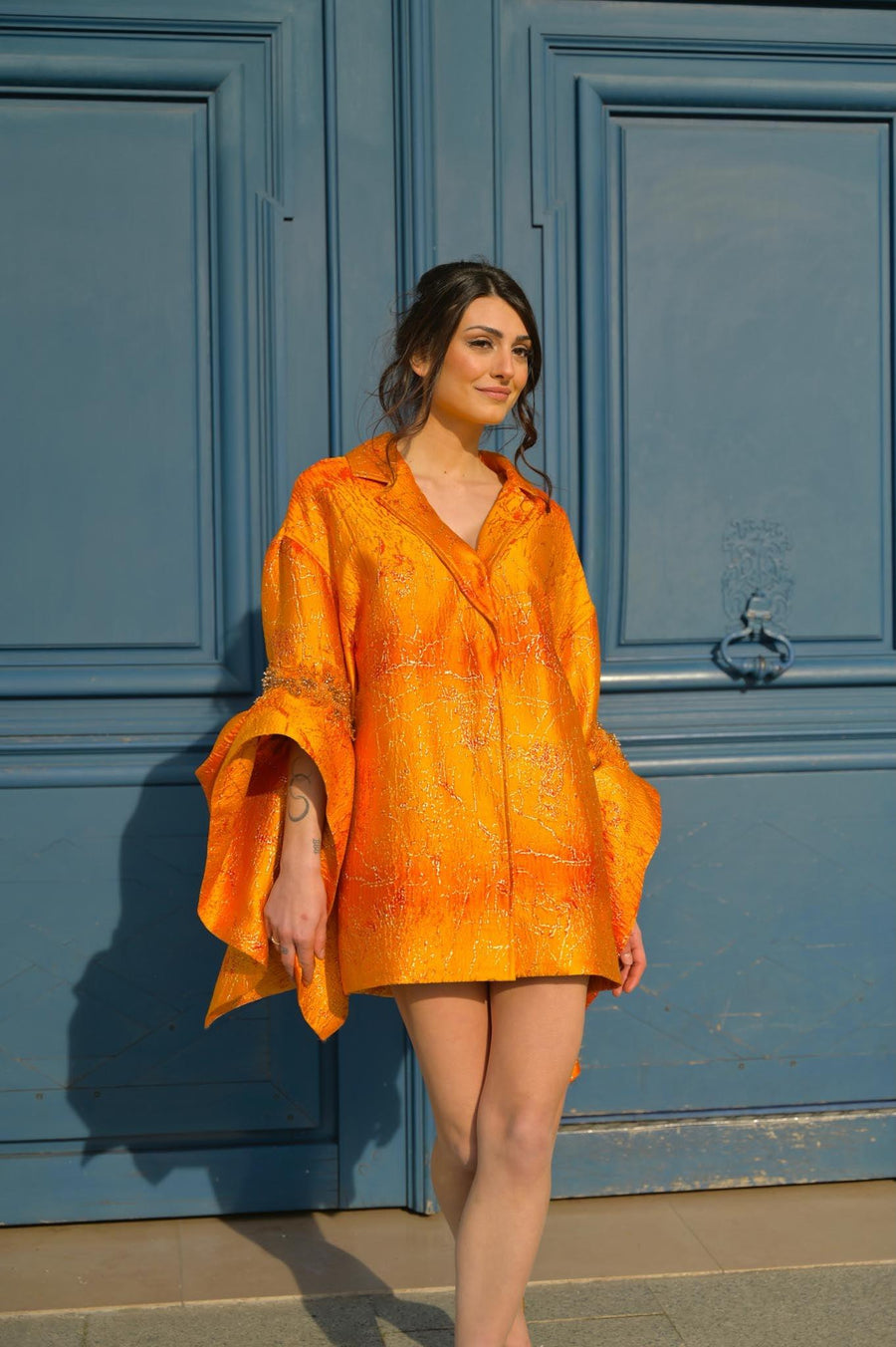 Robe Salomé jacquard orange - Maison Lou