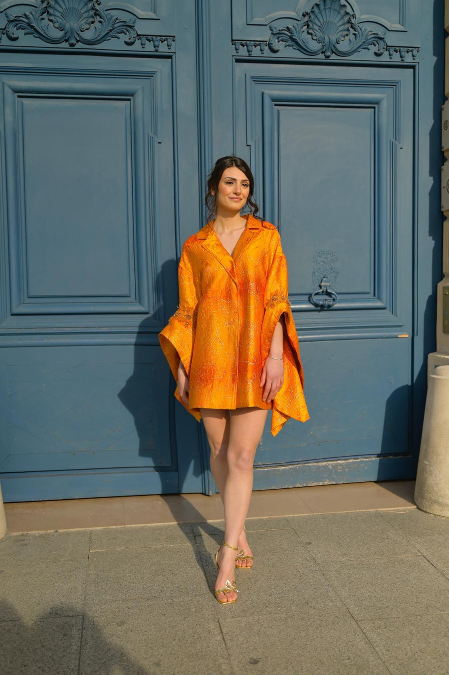 Robe Salomé jacquard orange - Maison Lou