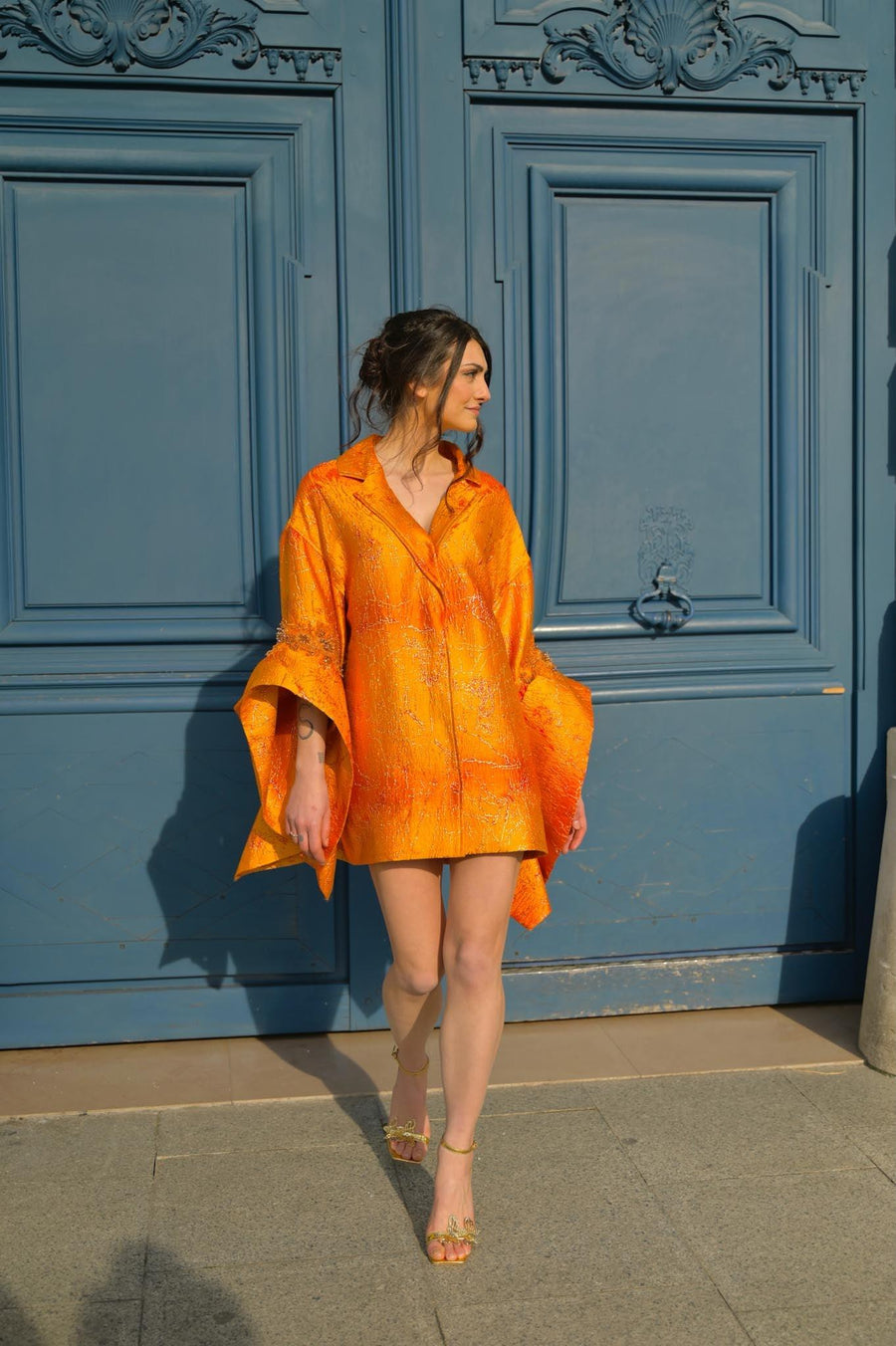 Robe Salomé jacquard orange - Maison Lou