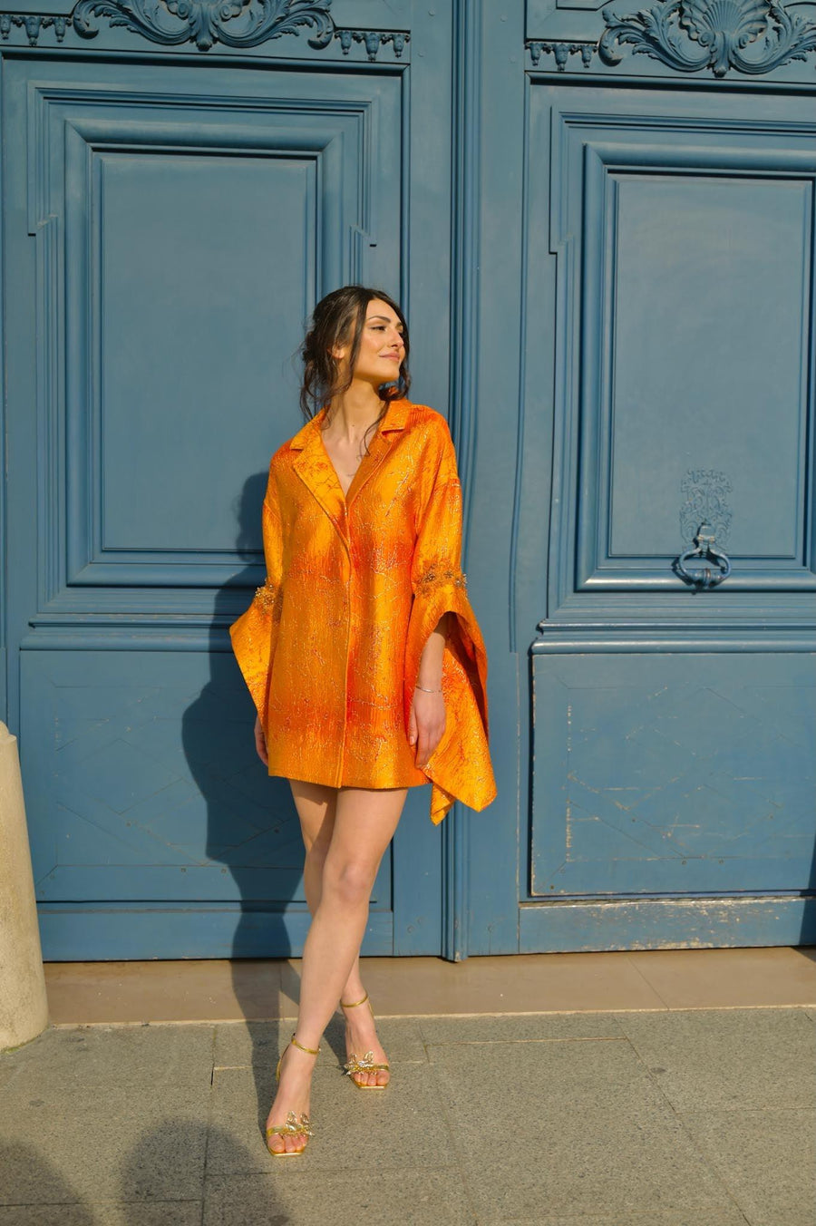 Robe Salomé jacquard orange - Maison Lou