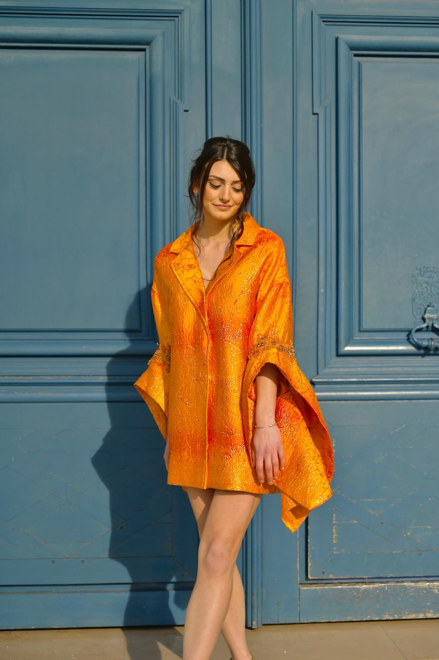 Robe Salomé jacquard orange - Maison Lou