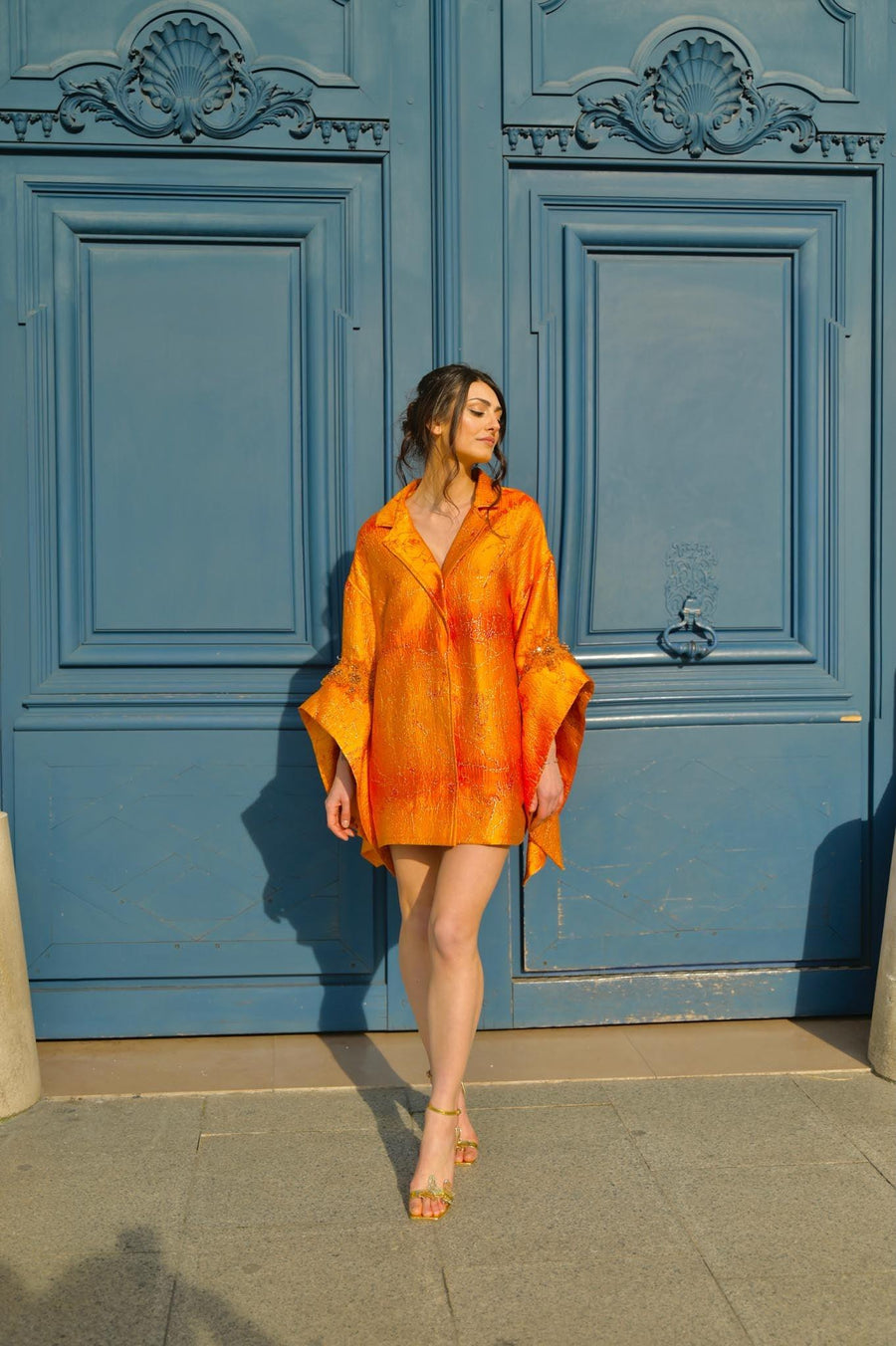 Robe Salomé jacquard orange - Maison Lou