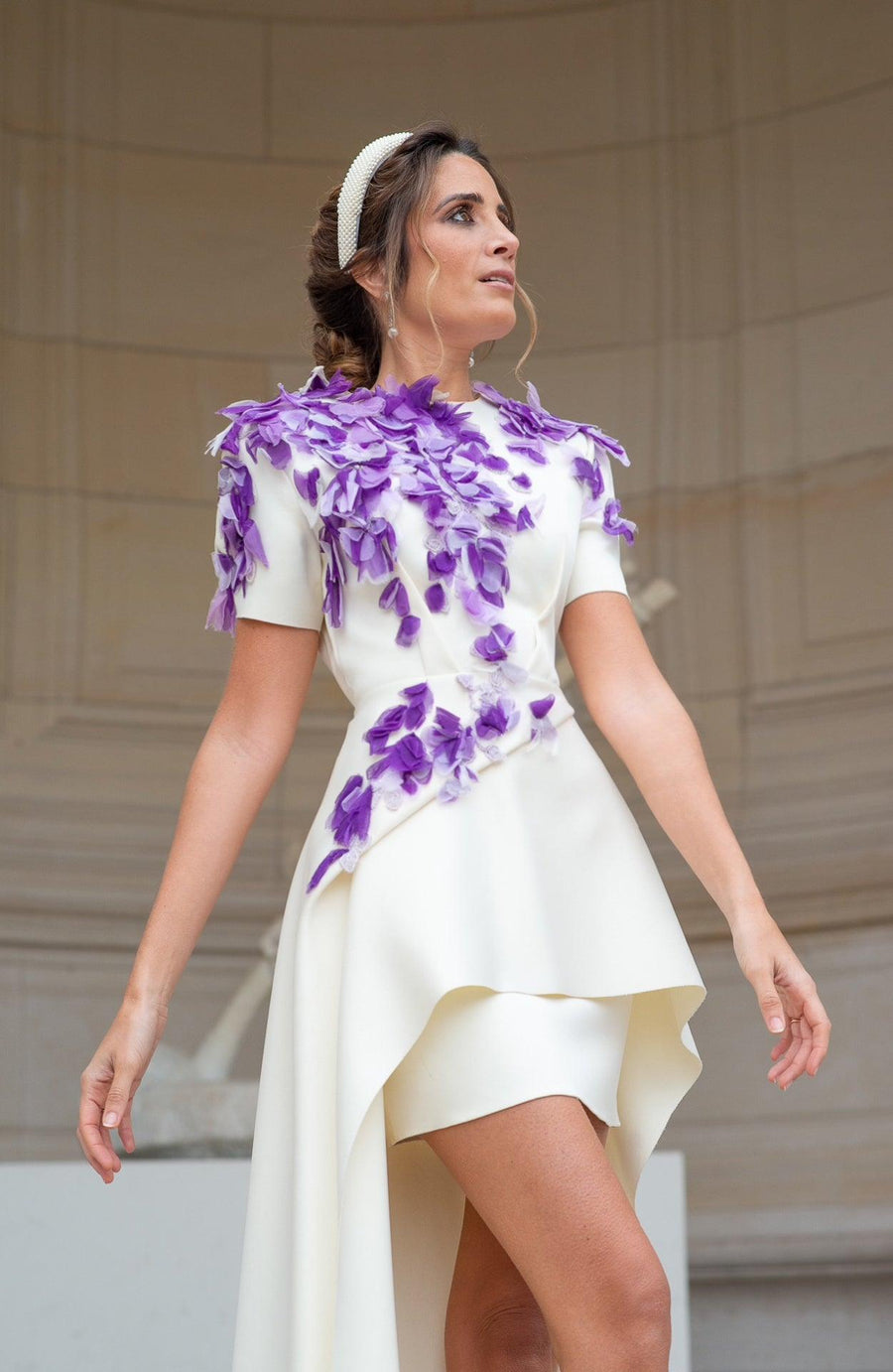 Robe asymétrique pétales violets - Maison Lou