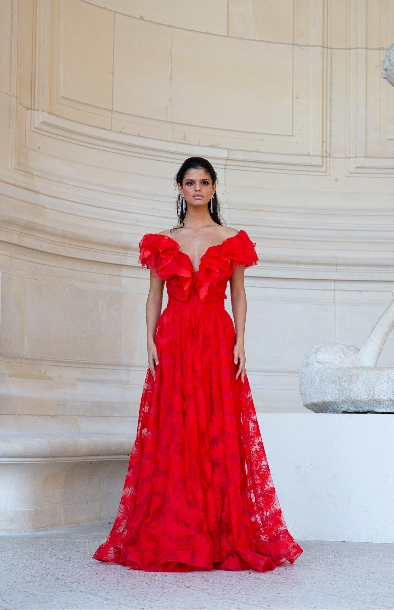 Robe Merida plumetis rouge – Maison Lou