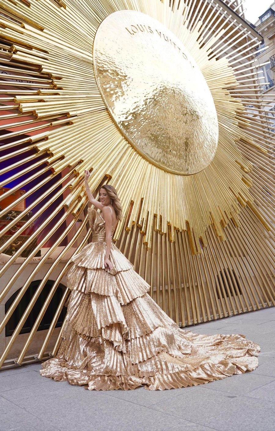 leonie hanne gold dress Leonie Hanne Shines in Rabanne x H&M Collection