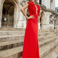 Robe rouge a volant top