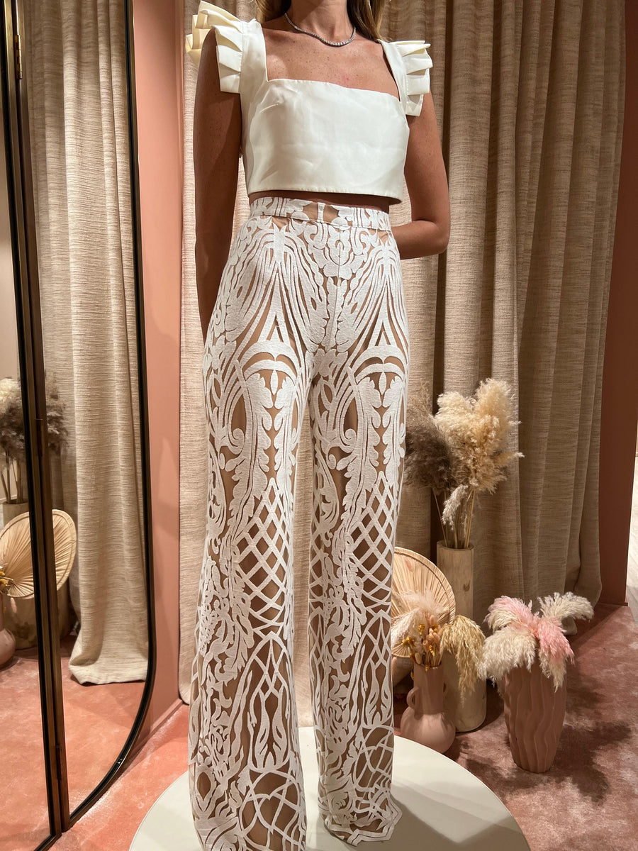 Pantalon dentelle blanc - Maison Lou