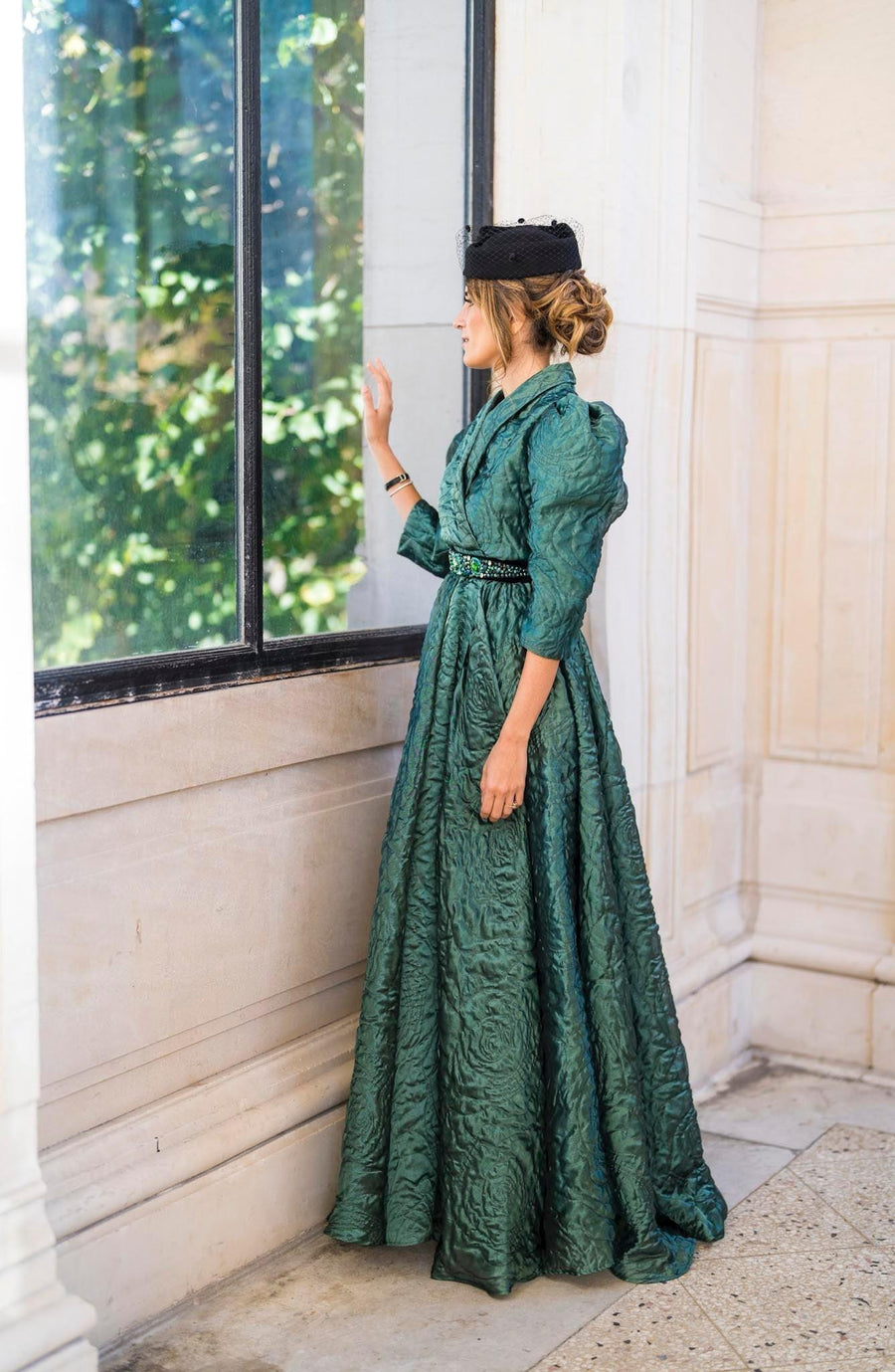 Robe longue du soir aliénor verte - Maison Lou